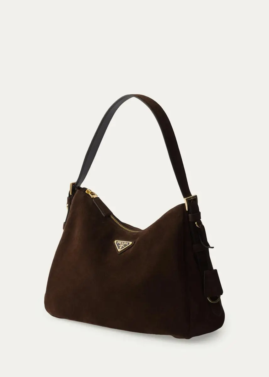 Prada Aimee Medium Suede Shoulder Bag | Thumbnail 3 Prada Aimee Medium Suede Shoulder Bag | Thumbnail 3