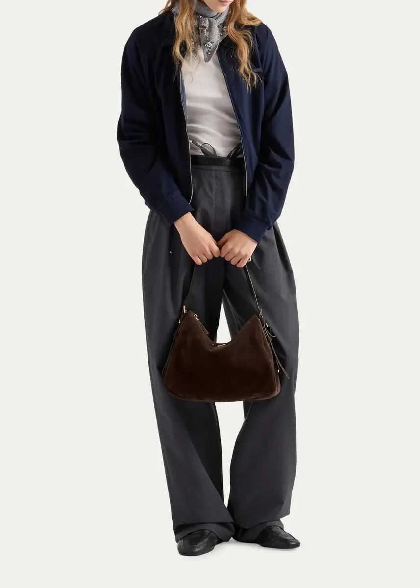 Prada Aimee Medium Suede Shoulder Bag | Thumbnail 4 Prada Aimee Medium Suede Shoulder Bag | Thumbnail 4
