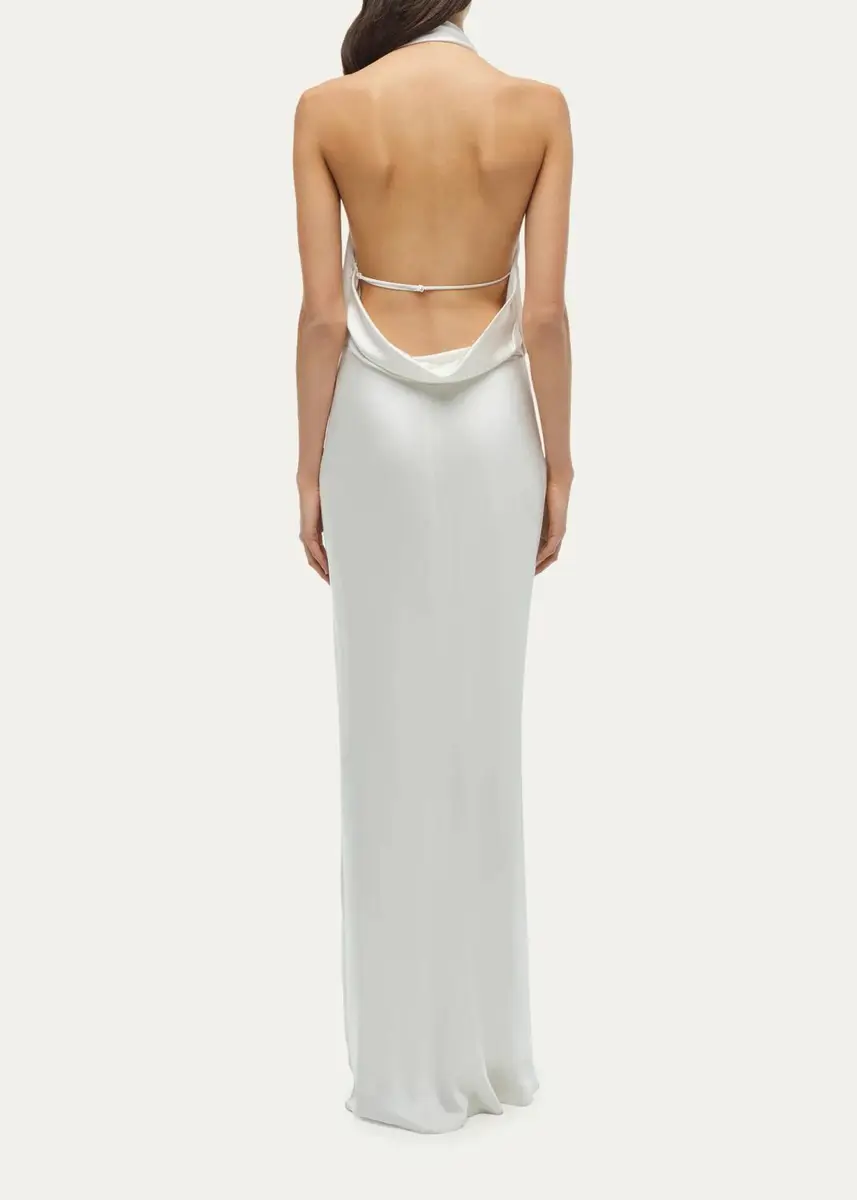 Simkhai Reannon Draped Satin Halter Gown | Thumbnail 3 Simkhai Reannon Draped Satin Halter Gown | Thumbnail 3
