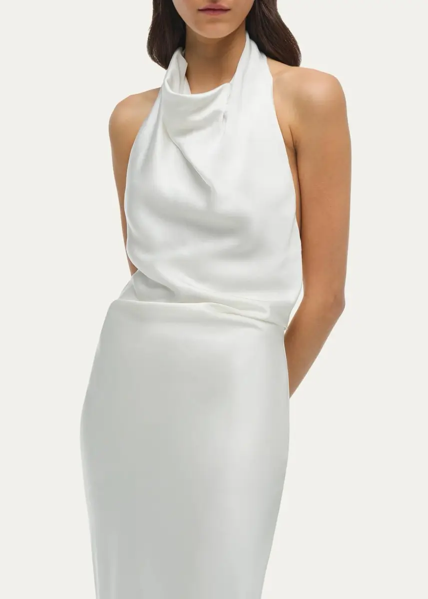 Simkhai Reannon Draped Satin Halter Gown | Thumbnail 4 Simkhai Reannon Draped Satin Halter Gown | Thumbnail 4