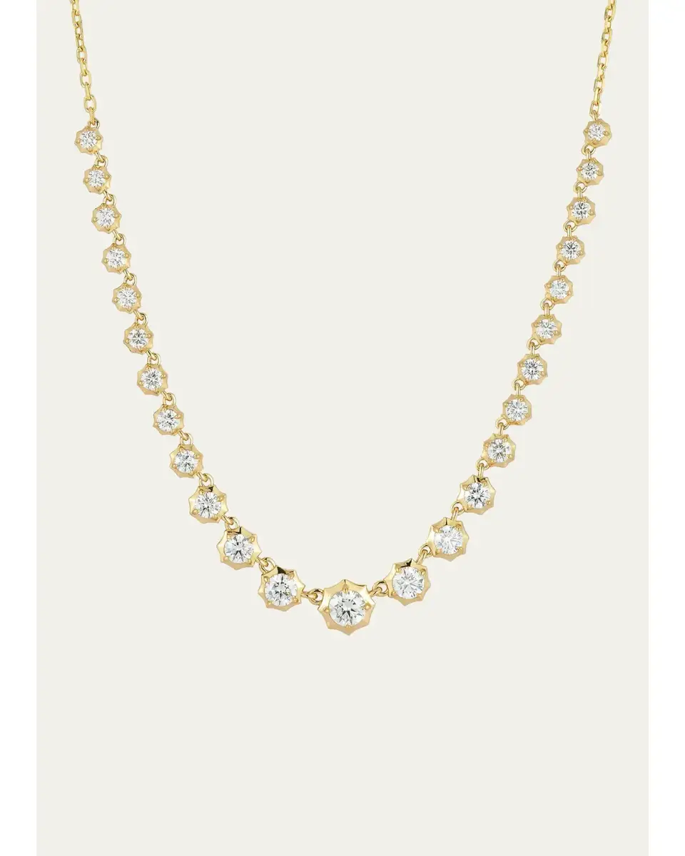 Jade Trau 18K Graduating Sophisticate Diamond Riviera Necklace