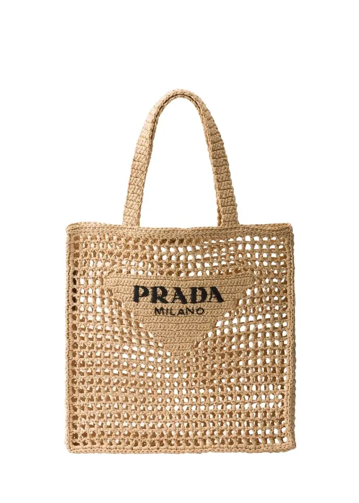 Prada Logo Crochet Tote Bag | Image 1 Prada Logo Crochet Tote Bag | Image 1