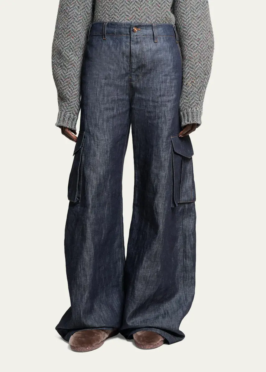 Gabriela Hearst Eos Cotton-Linen Sculptural Flared Cargo Pants | Thumbnail 4 Gabriela Hearst Eos Cotton-Linen Sculptural Flared Cargo Pants | Thumbnail 4