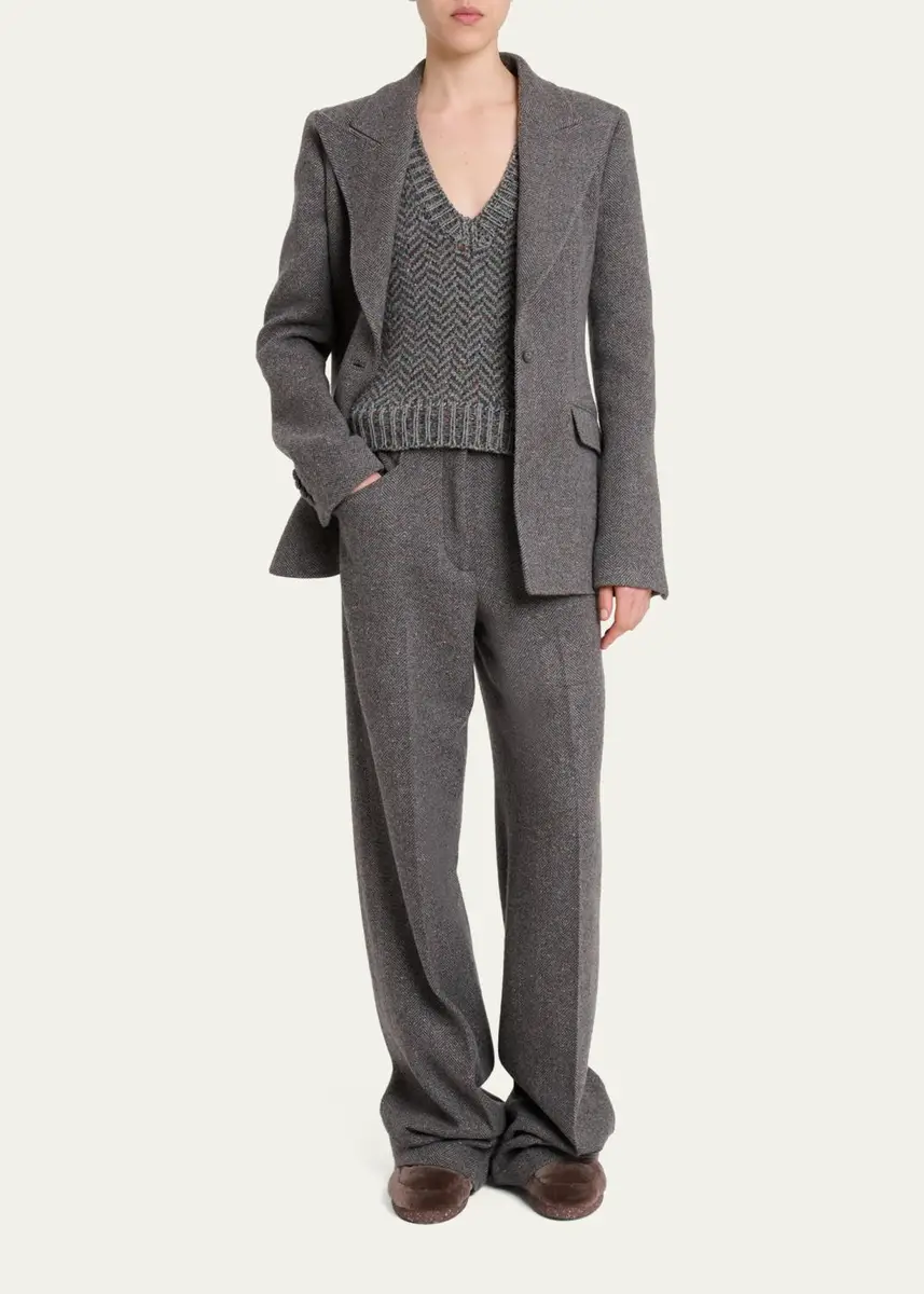 Gabriela Hearst Cresset Cashmere Speckled Herringbone V-Neck Vest | Thumbnail 2 Gabriela Hearst Cresset Cashmere Speckled Herringbone V-Neck Vest | Thumbnail 2