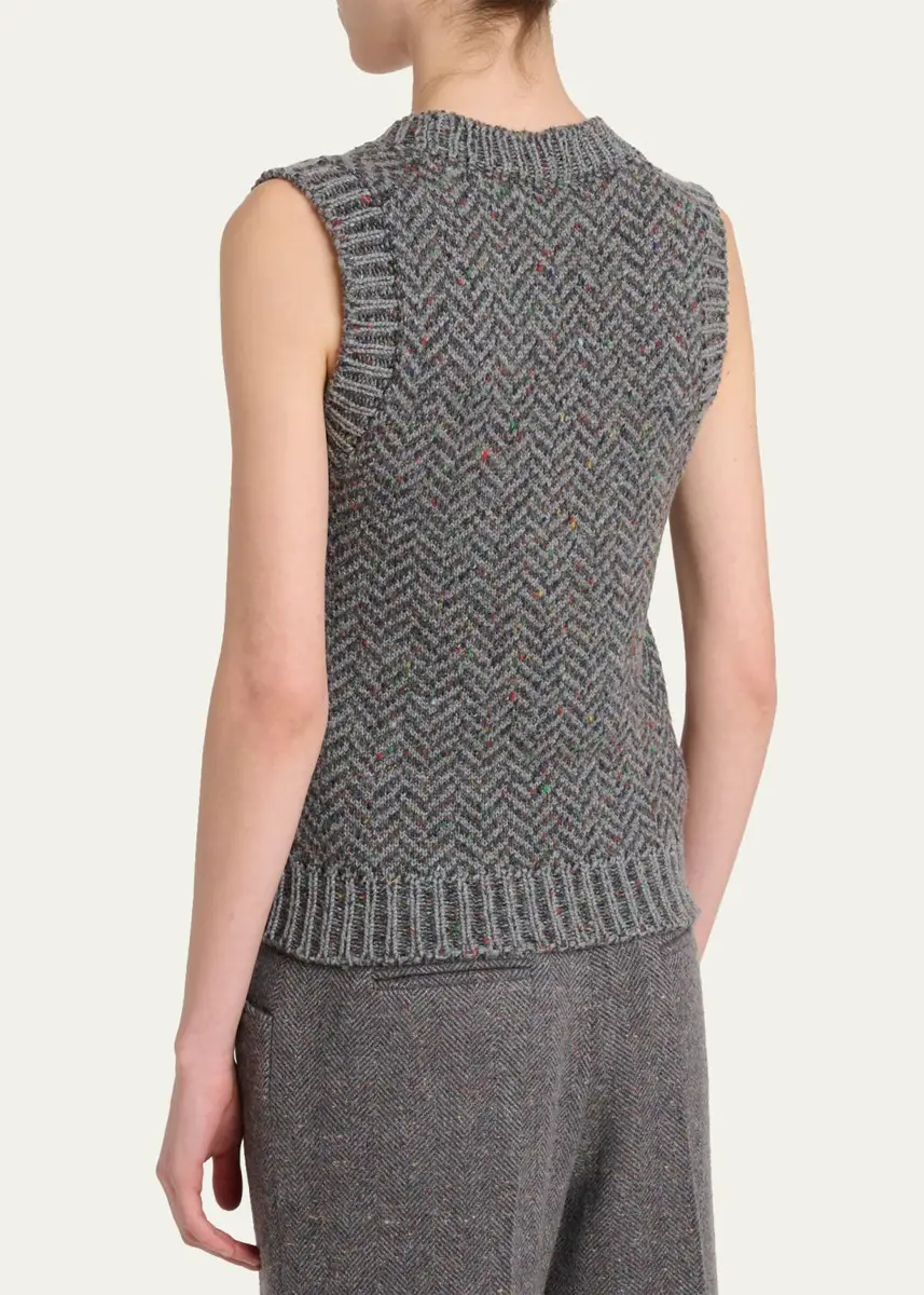 Gabriela Hearst Cresset Cashmere Speckled Herringbone V-Neck Vest | Thumbnail 3 Gabriela Hearst Cresset Cashmere Speckled Herringbone V-Neck Vest | Thumbnail 3