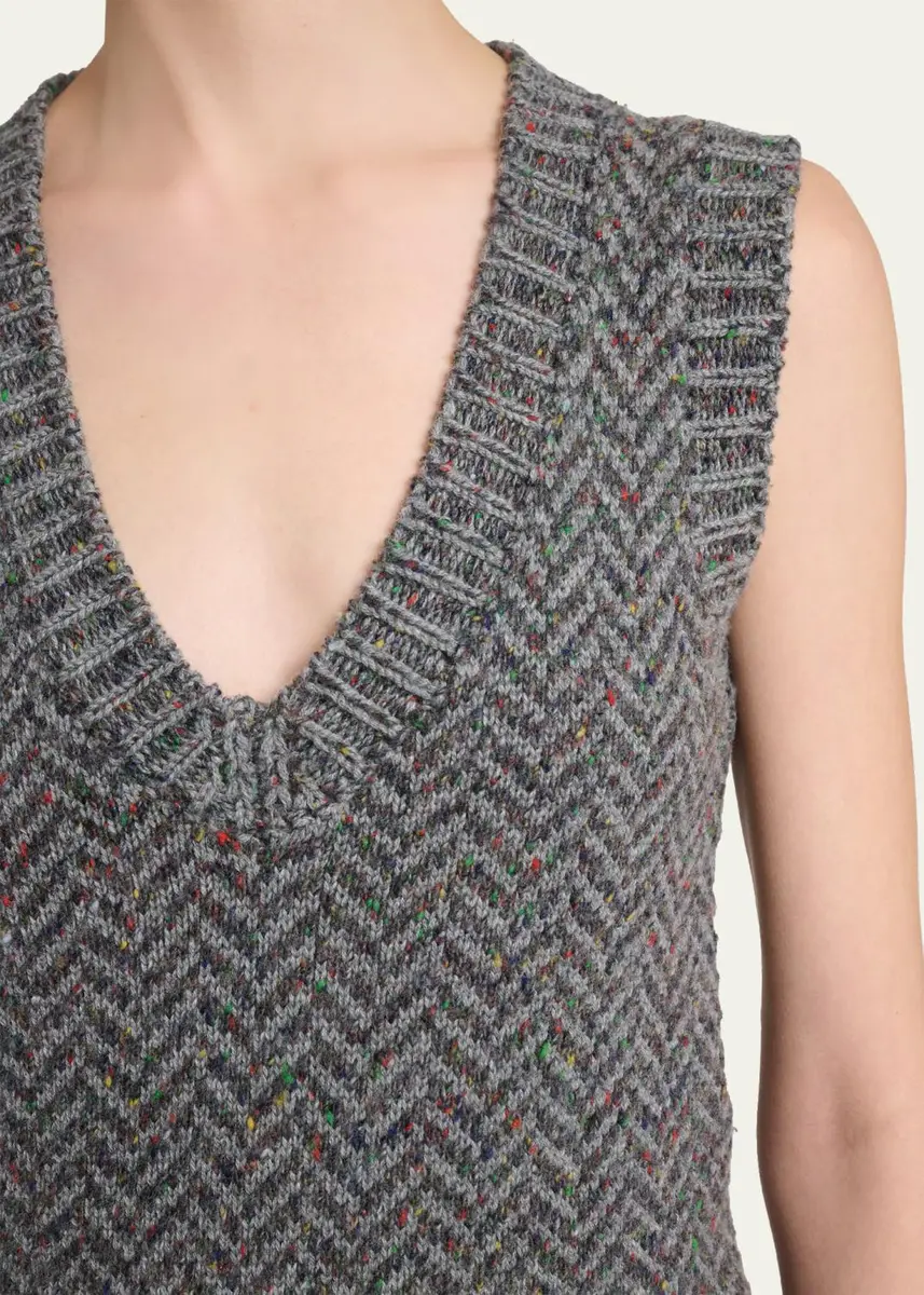 Gabriela Hearst Cresset Cashmere Speckled Herringbone V-Neck Vest | Thumbnail 5 Gabriela Hearst Cresset Cashmere Speckled Herringbone V-Neck Vest | Thumbnail 5