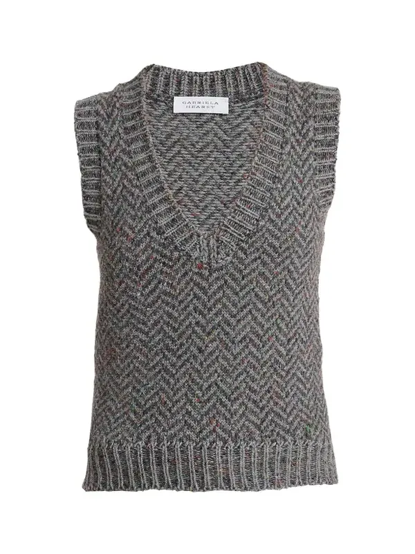 Cresset Cashmere Speckled Herringbone V-Neck Vest Cresset Cashmere Speckled Herringbone V-Neck Vest