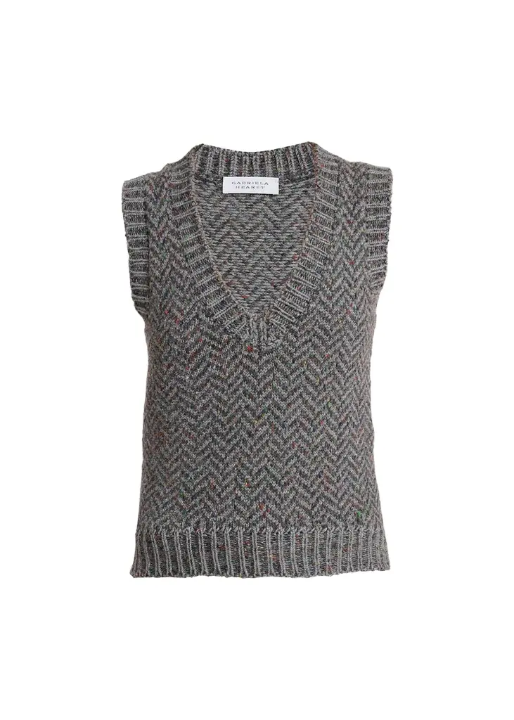 Cresset Cashmere Speckled Herringbone V-Neck Vest Cresset Cashmere Speckled Herringbone V-Neck Vest