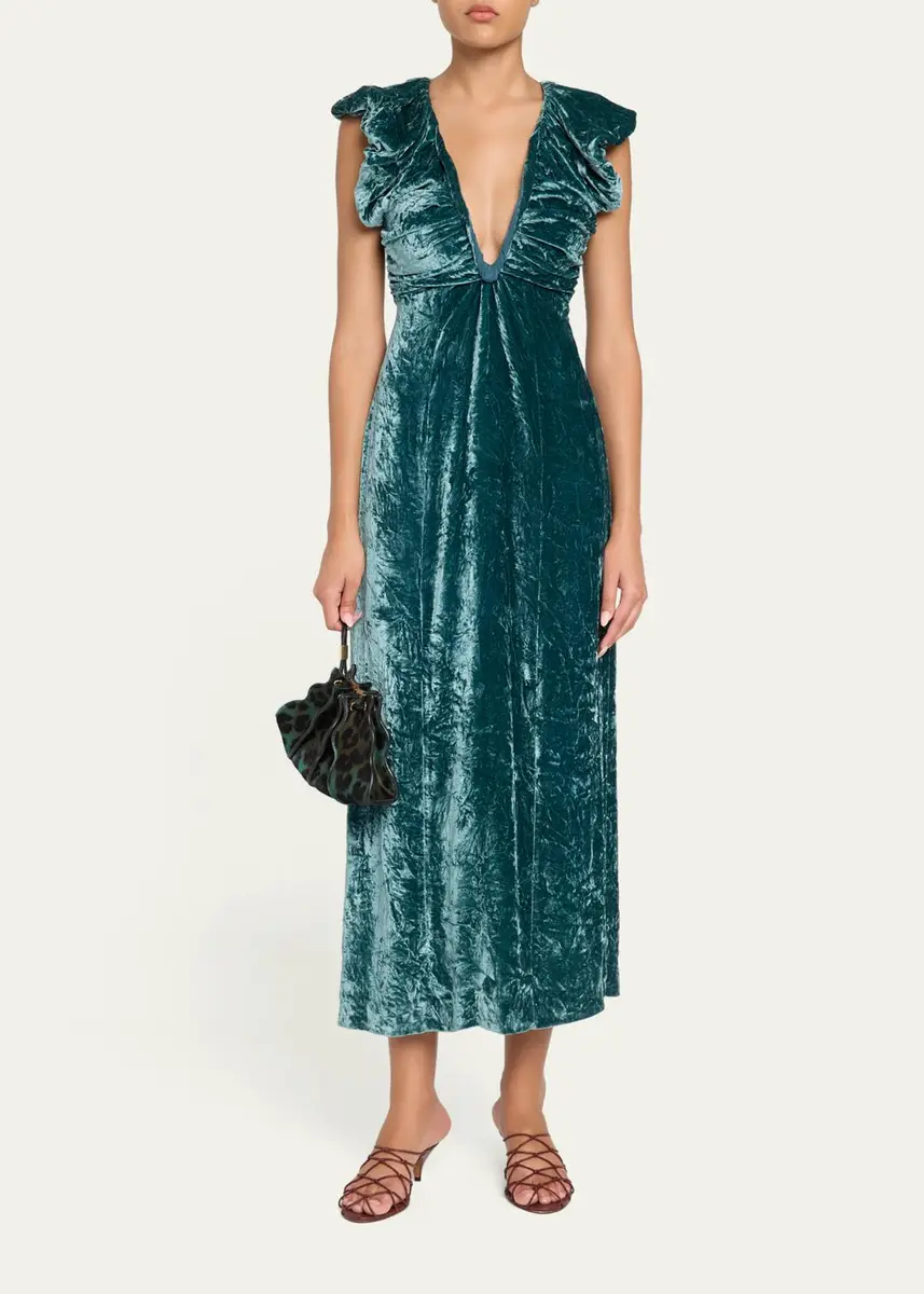 Ulla Johnson Astra Velvet V-Neck Dress | Thumbnail 2 Ulla Johnson Astra Velvet V-Neck Dress | Thumbnail 2