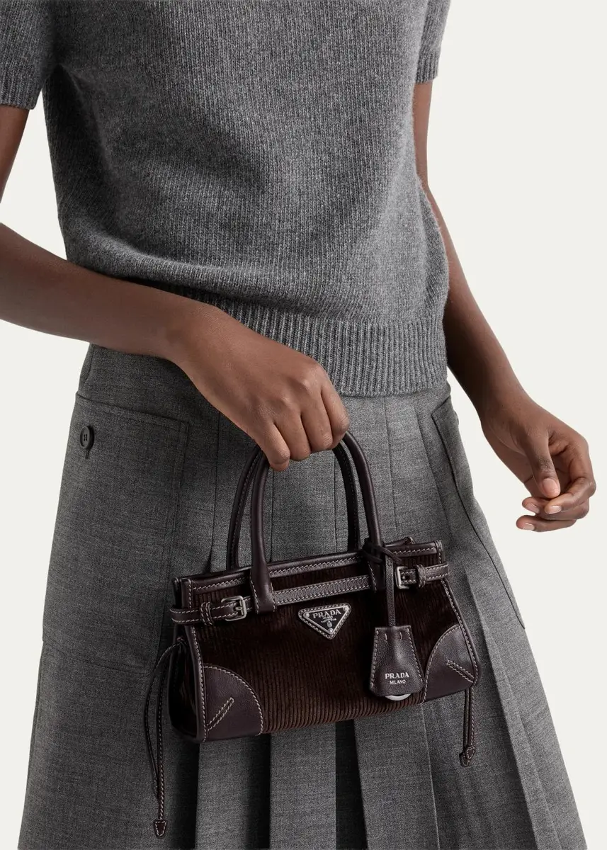 Prada Bonnie Small Corduroy & Leather Top-Handle Bag | Thumbnail 2