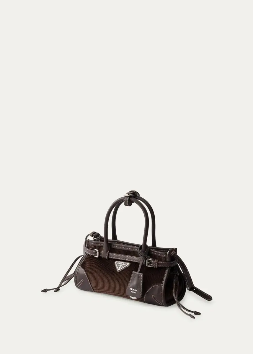 Prada Bonnie Small Corduroy & Leather Top-Handle Bag | Thumbnail 3