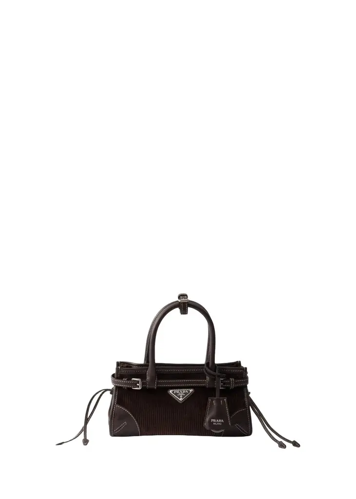 Prada Bonnie Small Corduroy & Leather Top-Handle Bag | Image 1 Prada Bonnie Small Corduroy & Leather Top-Handle Bag | Image 1