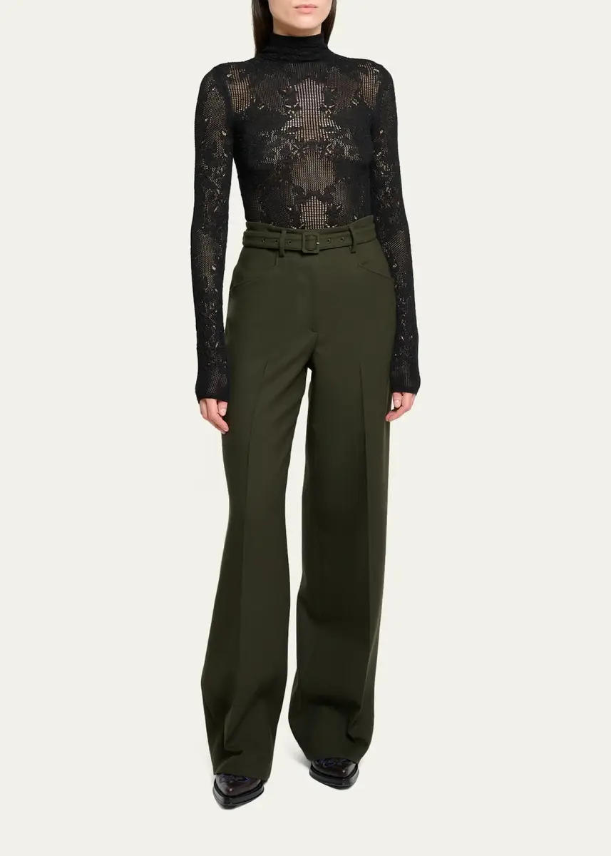 Gabriela Hearst Waite Mock-Neck Lace Knit Long-Sleeve Top | Thumbnail 2 Gabriela Hearst Waite Mock-Neck Lace Knit Long-Sleeve Top | Thumbnail 2