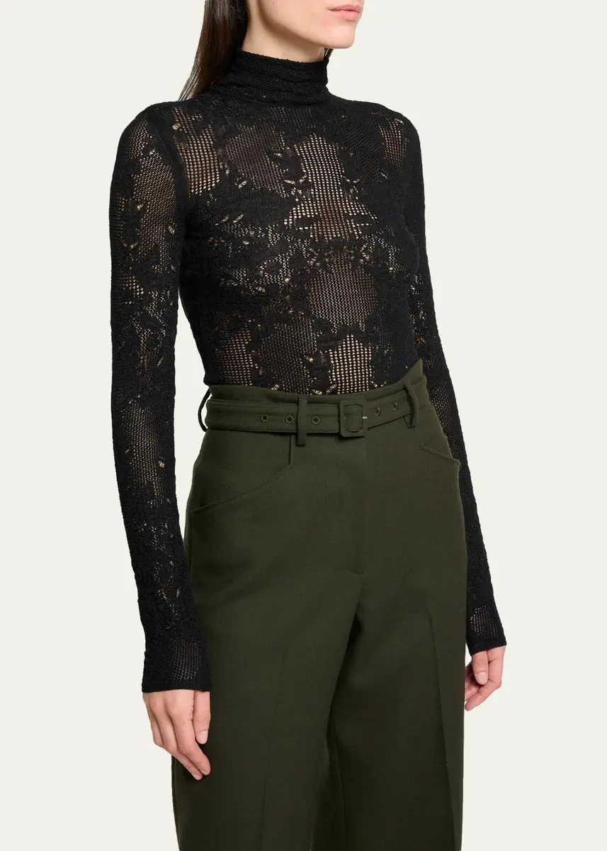 Gabriela Hearst Waite Mock-Neck Lace Knit Long-Sleeve Top | Thumbnail 4 Gabriela Hearst Waite Mock-Neck Lace Knit Long-Sleeve Top | Thumbnail 4