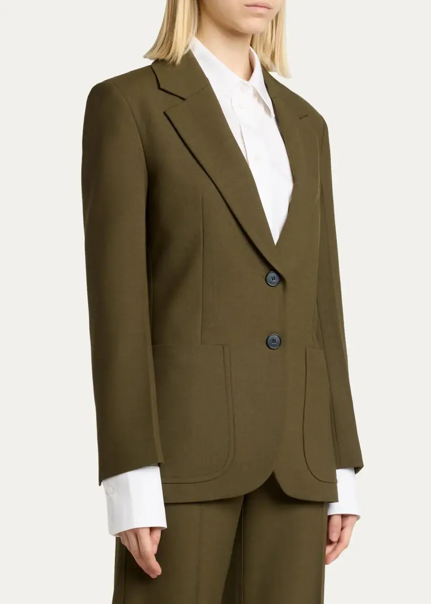 Victoria Beckham Katherine Patch Pocket Wool Single-Breasted Jacket | Thumbnail 4 Victoria Beckham Katherine Patch Pocket Wool Single-Breasted Jacket | Thumbnail 4