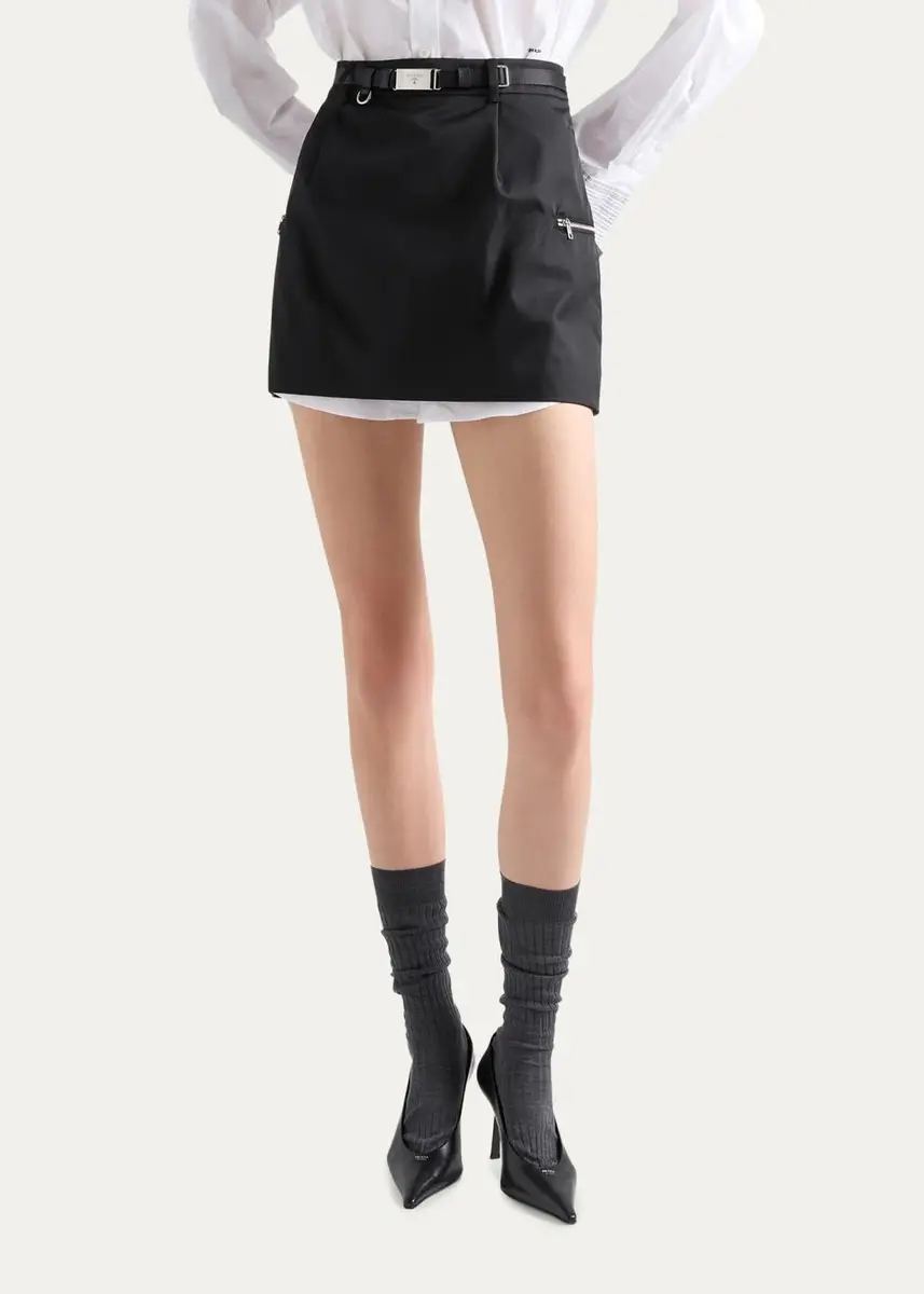 Prada Belted Mini Skirt | Thumbnail 4