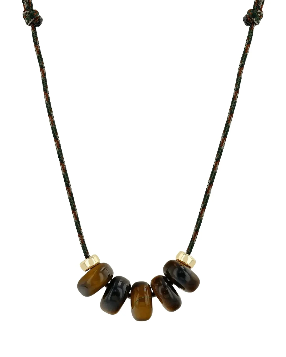 14K Tiger Eye and Rondelle Slider Bead Paracord Necklace 14K Tiger Eye and Rondelle Slider Bead Paracord Necklace