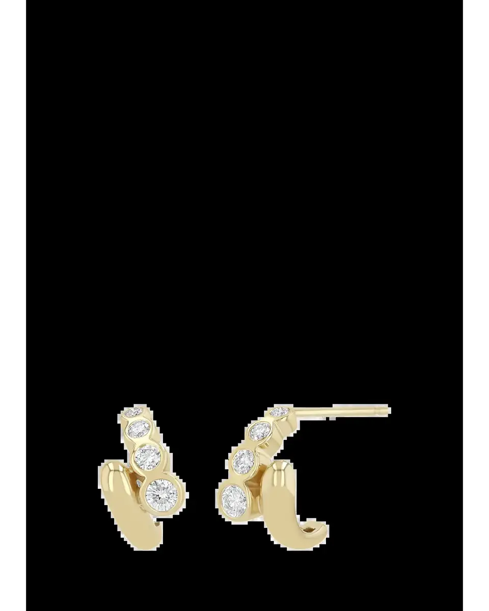 Zoë Chicco 14K Small Overlap Bypass Diamond Earrings | Thumbnail 2 Zoë Chicco 14K Small Overlap Bypass Diamond Earrings | Thumbnail 2