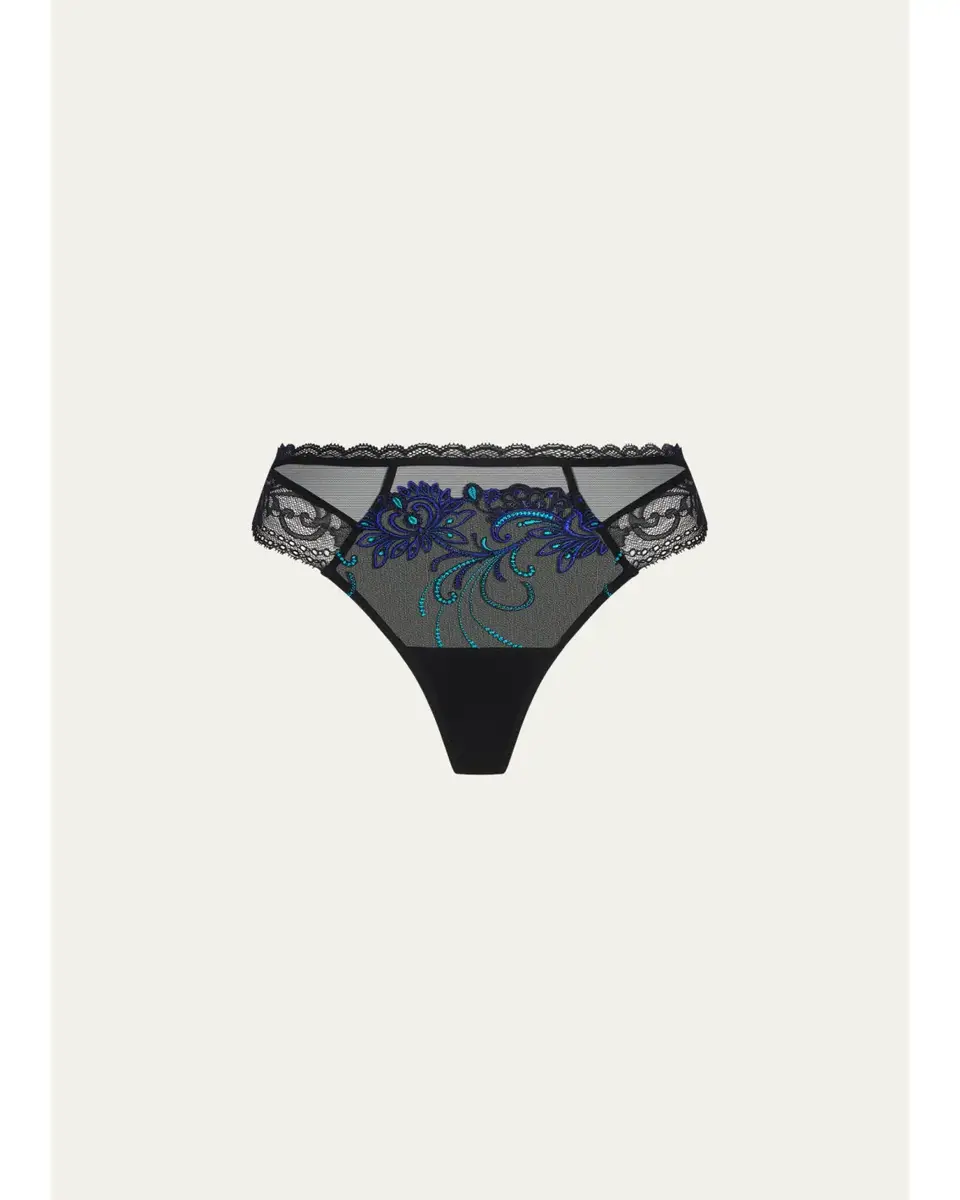 Lise Charmel Embroidered Lace & Tulle Thong