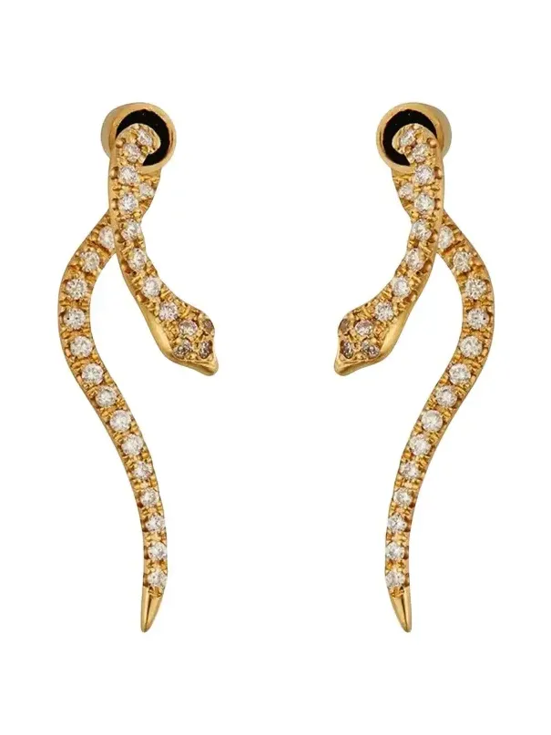 18K Yellow Gold Boa Earrings with Diamonds 18K Yellow Gold Boa Earrings with Diamonds