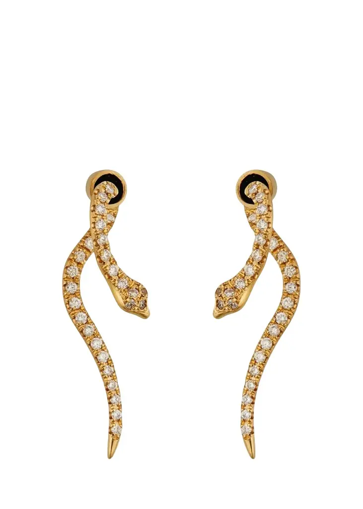 Ileana Makri 18K Yellow Gold Boa Earrings with Diamonds | Image 1 Ileana Makri 18K Yellow Gold Boa Earrings with Diamonds | Image 1