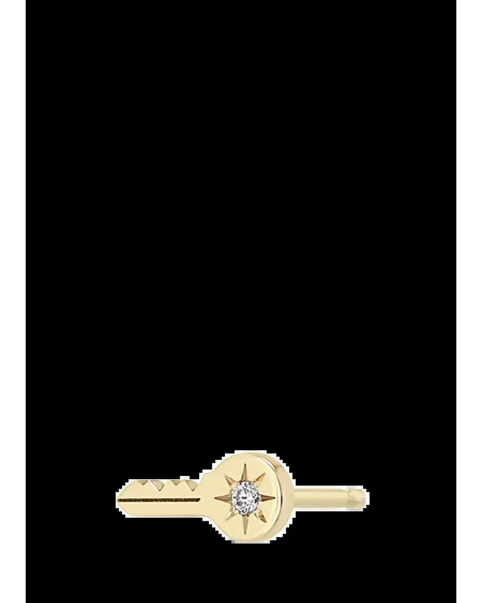Zoë Chicco 14K Itty Bitty Star Set Diamond Key Stud Earring, Single | Thumbnail 2 Zoë Chicco 14K Itty Bitty Star Set Diamond Key Stud Earring, Single | Thumbnail 2