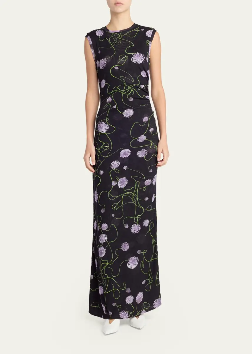 Stella McCartney Twisted Flower Mesh Sleeveless Maxi Dress | Thumbnail 2