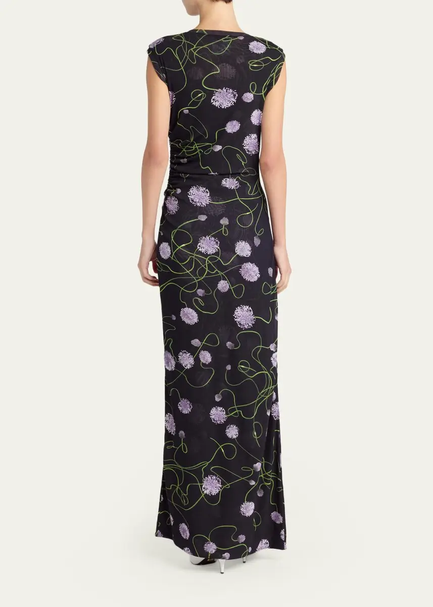 Stella McCartney Twisted Flower Mesh Sleeveless Maxi Dress | Thumbnail 3