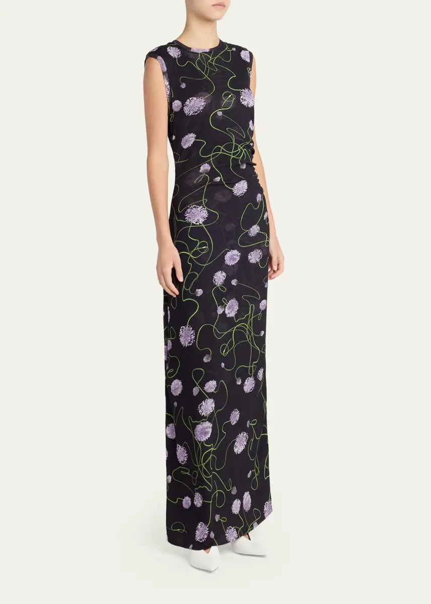 Stella McCartney Twisted Flower Mesh Sleeveless Maxi Dress | Thumbnail 4