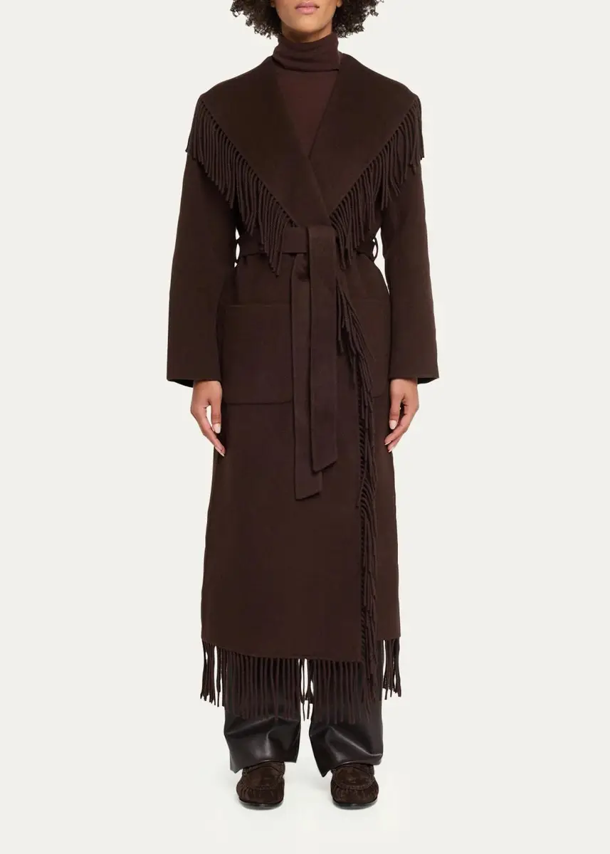 Simkhai Carrie Fringe Wool Long Coat | Thumbnail 2 Simkhai Carrie Fringe Wool Long Coat | Thumbnail 2
