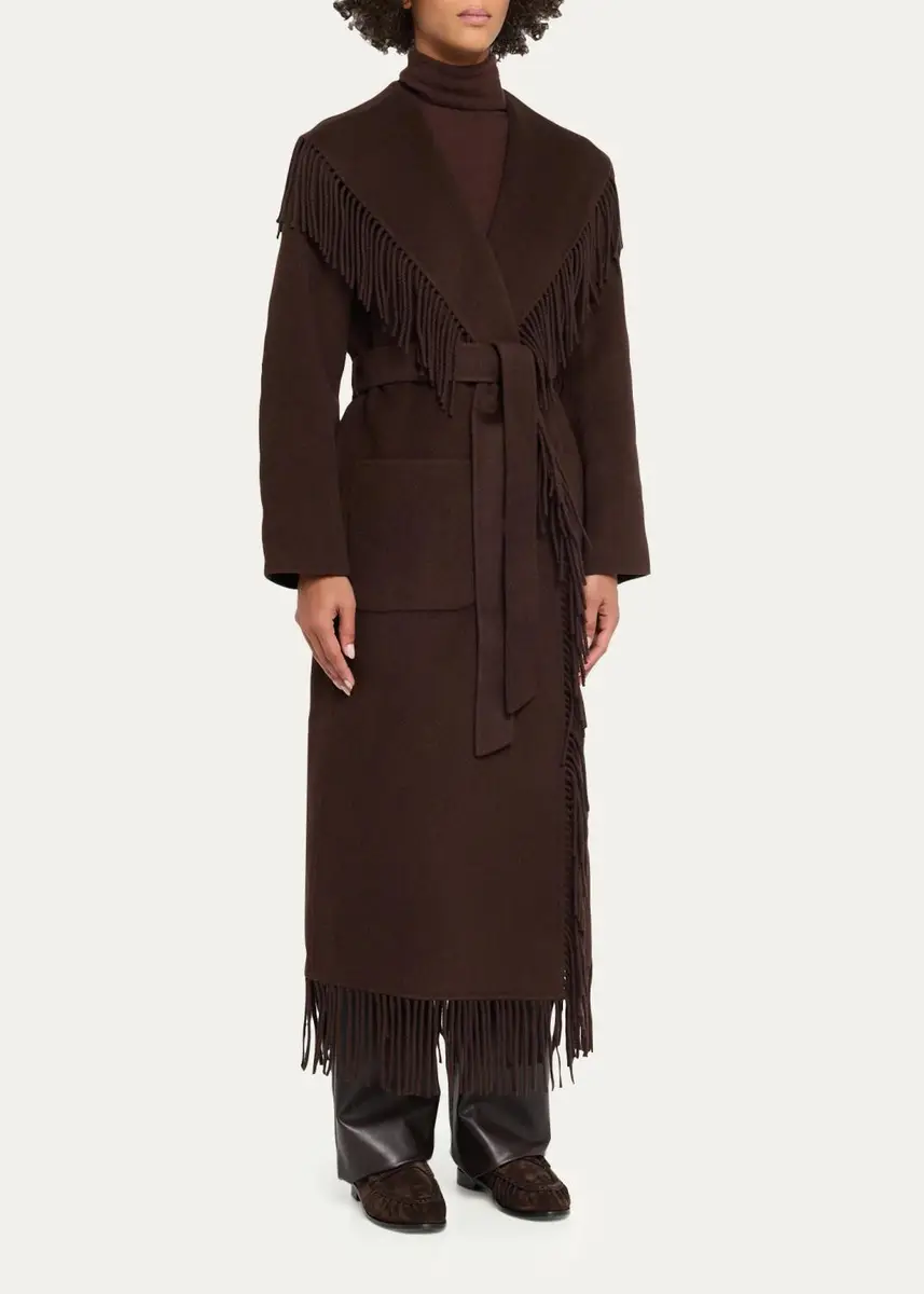 Simkhai Carrie Fringe Wool Long Coat | Thumbnail 4 Simkhai Carrie Fringe Wool Long Coat | Thumbnail 4