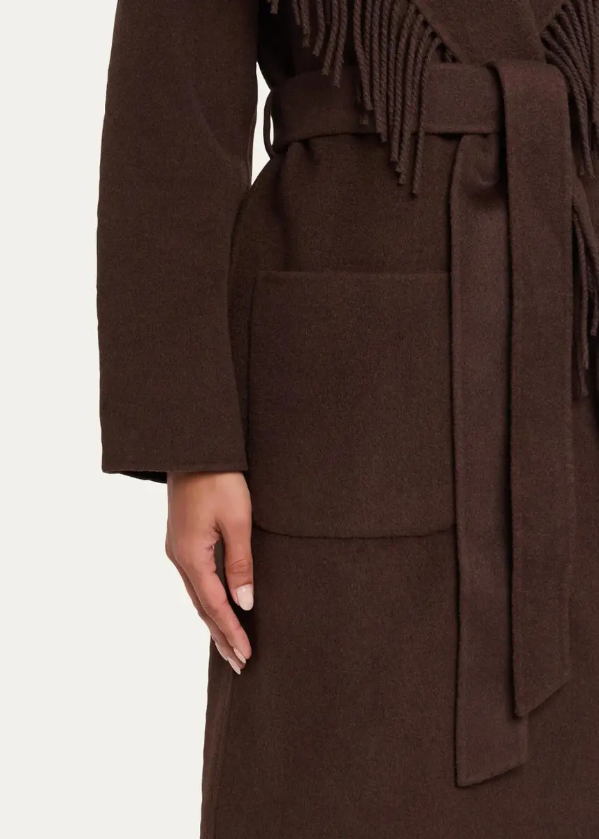 Simkhai Carrie Fringe Wool Long Coat | Thumbnail 5 Simkhai Carrie Fringe Wool Long Coat | Thumbnail 5