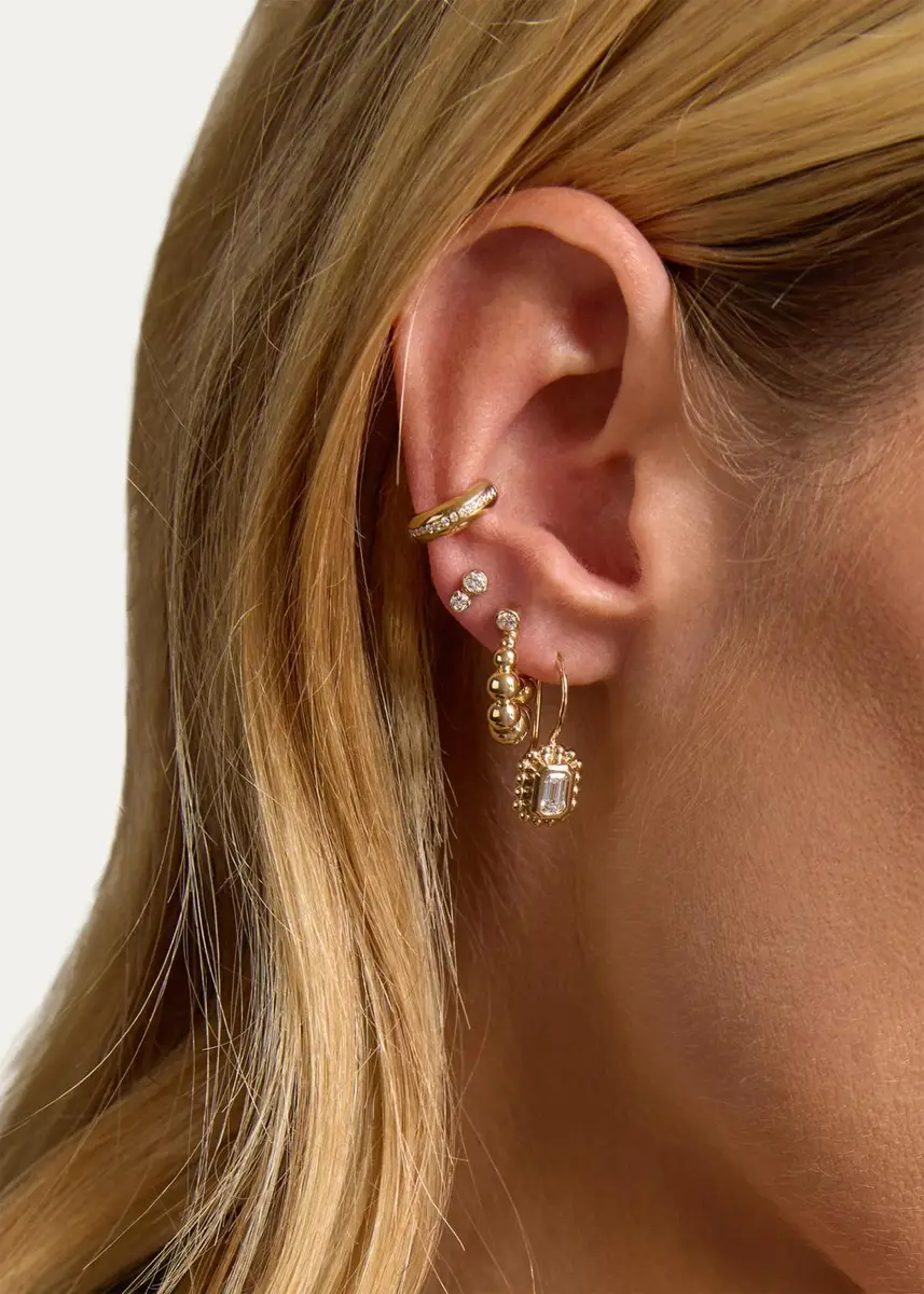 Zoë Chicco 14K Diamond Prong and Bezel Mixed Stud Earring, Single | Thumbnail 2 Zoë Chicco 14K Diamond Prong and Bezel Mixed Stud Earring, Single | Thumbnail 2