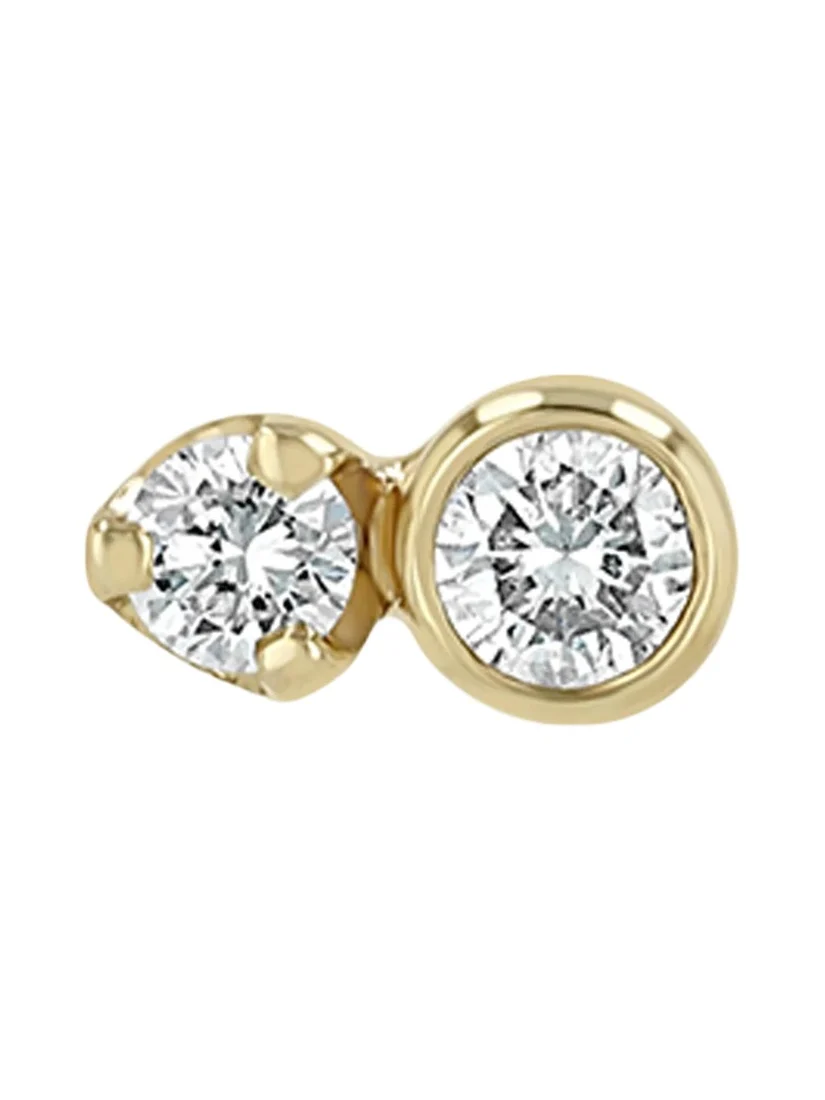 Zoë Chicco 14K Diamond Prong and Bezel Mixed Stud Earring, Single