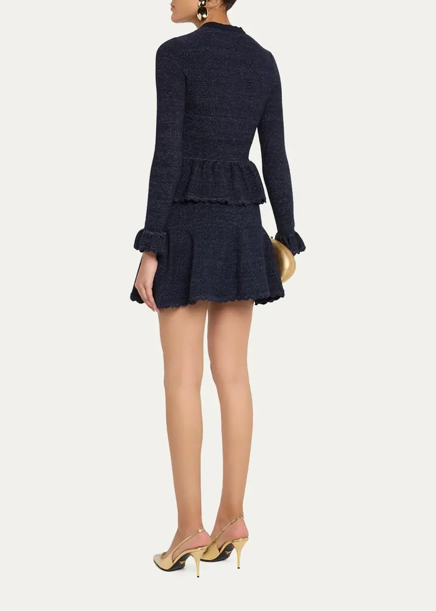 Self-Portrait Textured Knit Fit & Flare Mini Dress | Thumbnail 3 Self-Portrait Textured Knit Fit & Flare Mini Dress | Thumbnail 3