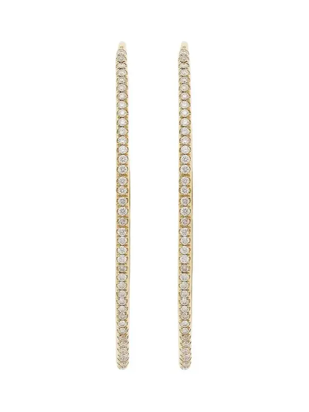 18K Yellow Gold Eye Hoop Earrings with Diamonds