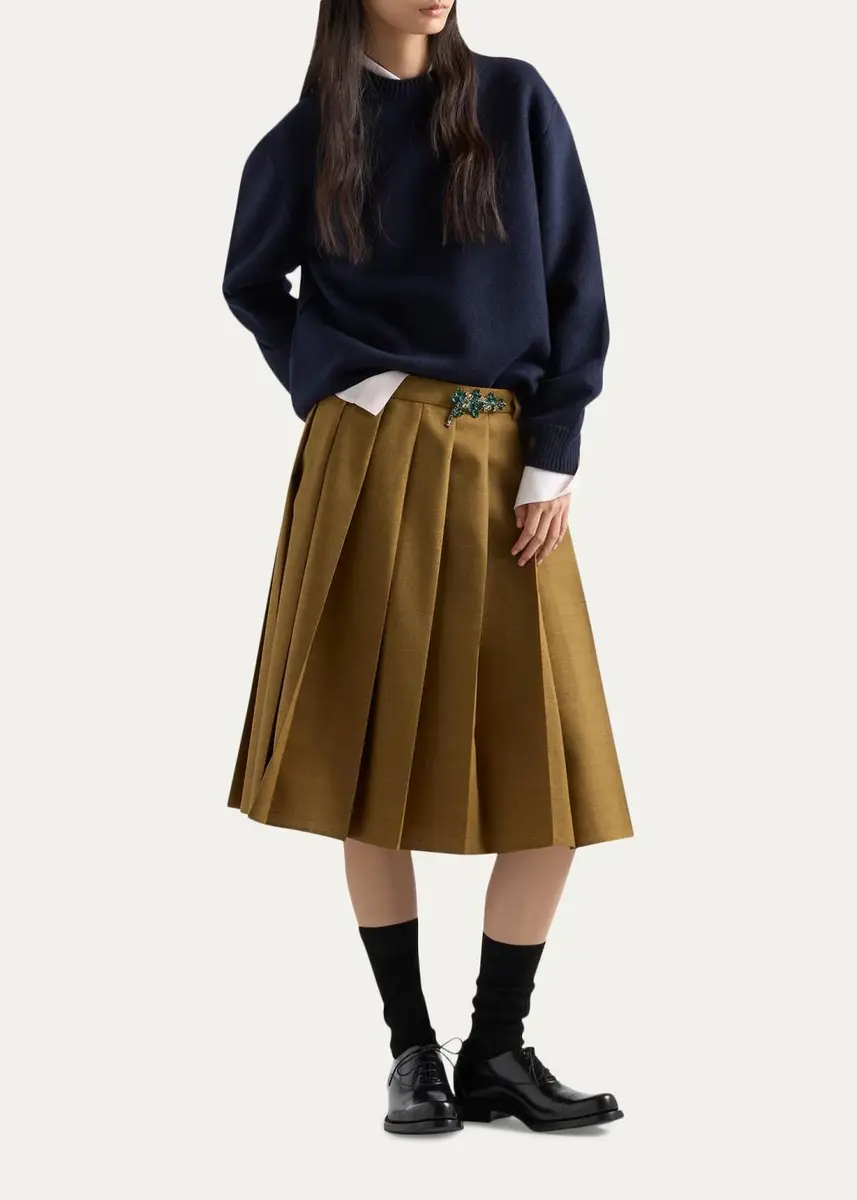 Prada Leather Elbow-Patch Wool Crewneck Sweater | Thumbnail 2 Prada Leather Elbow-Patch Wool Crewneck Sweater | Thumbnail 2
