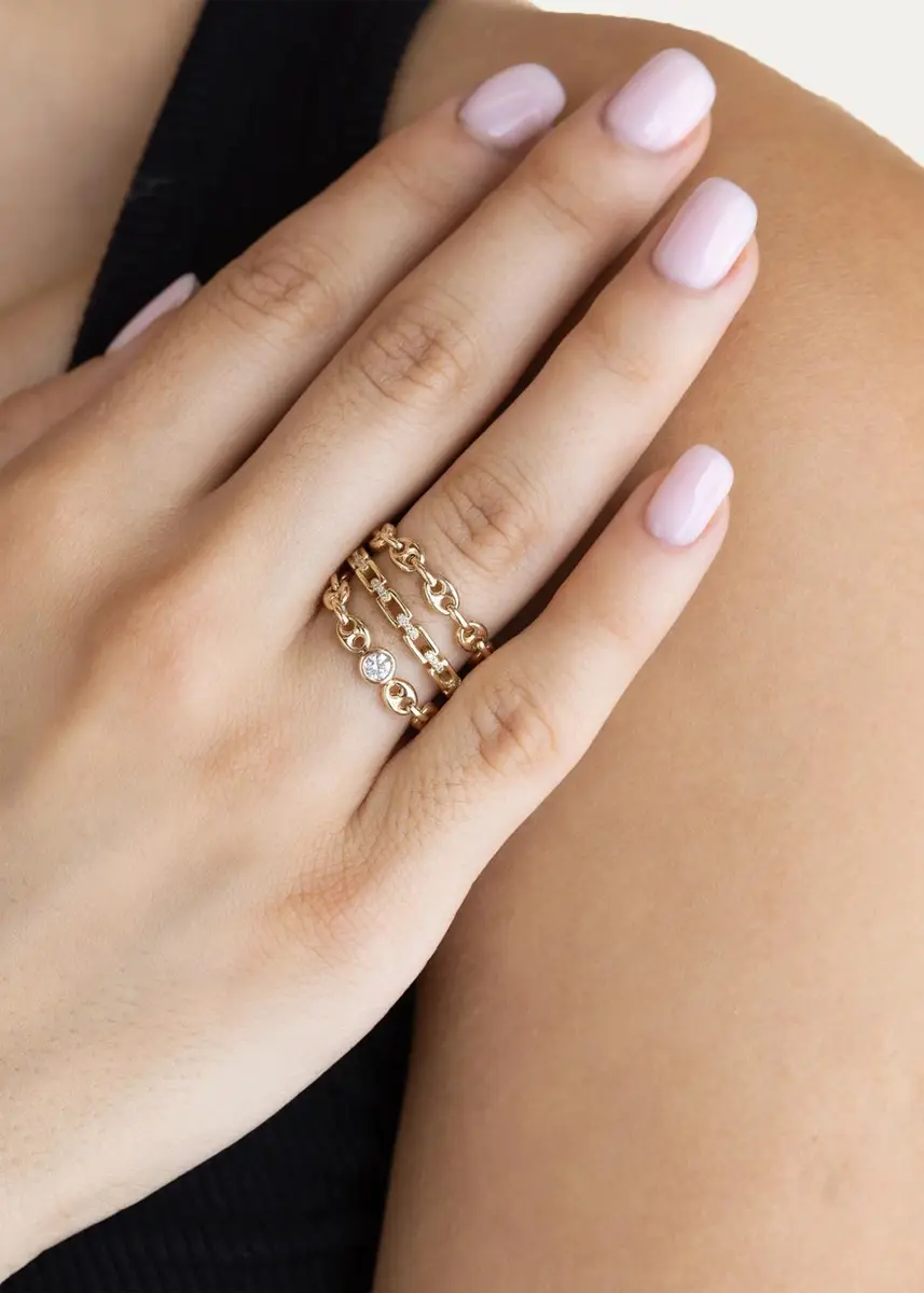 Zoë Chicco 14K Small Puffed Mariner Chain Diamond Ring | Thumbnail 2