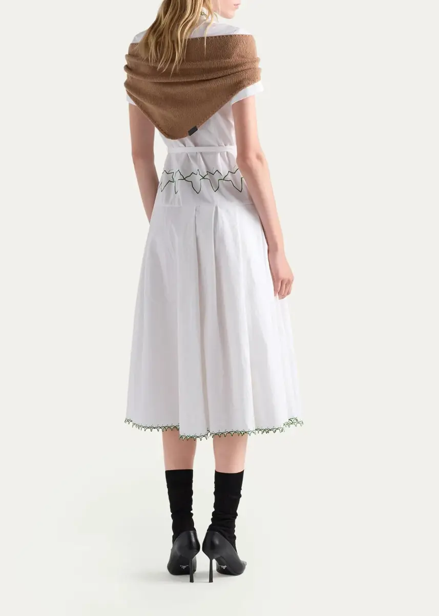Prada Cotton Poplin A-Line Midi Dress | Thumbnail 3 Prada Cotton Poplin A-Line Midi Dress | Thumbnail 3