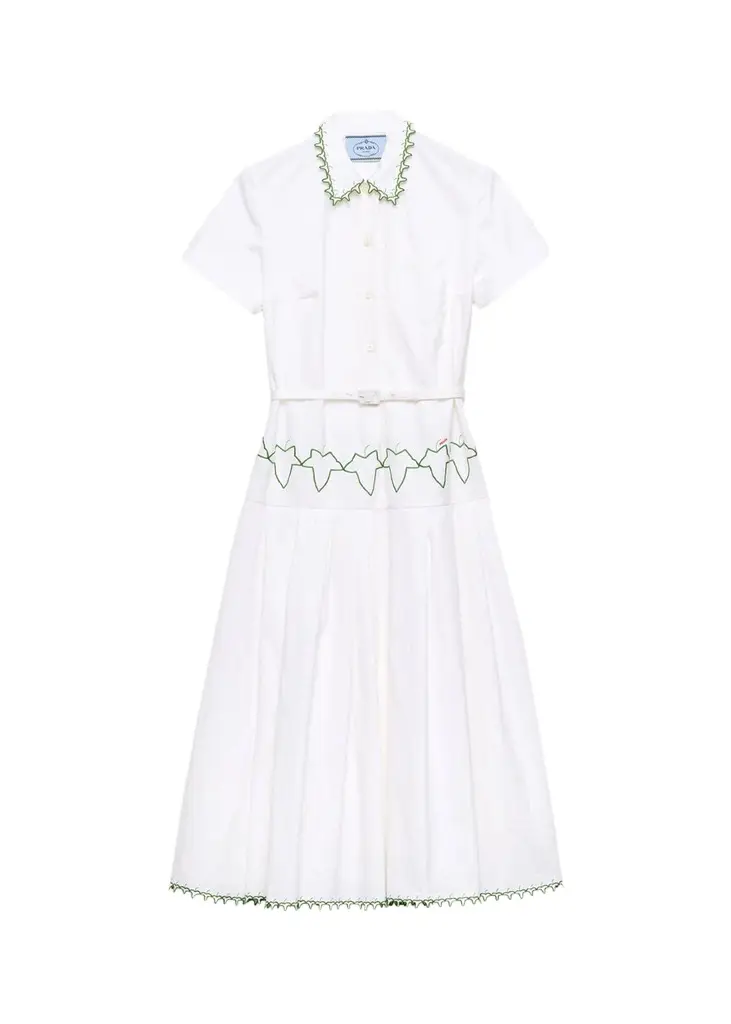 Prada Cotton Poplin A-Line Midi Dress | Image 1 Prada Cotton Poplin A-Line Midi Dress | Image 1