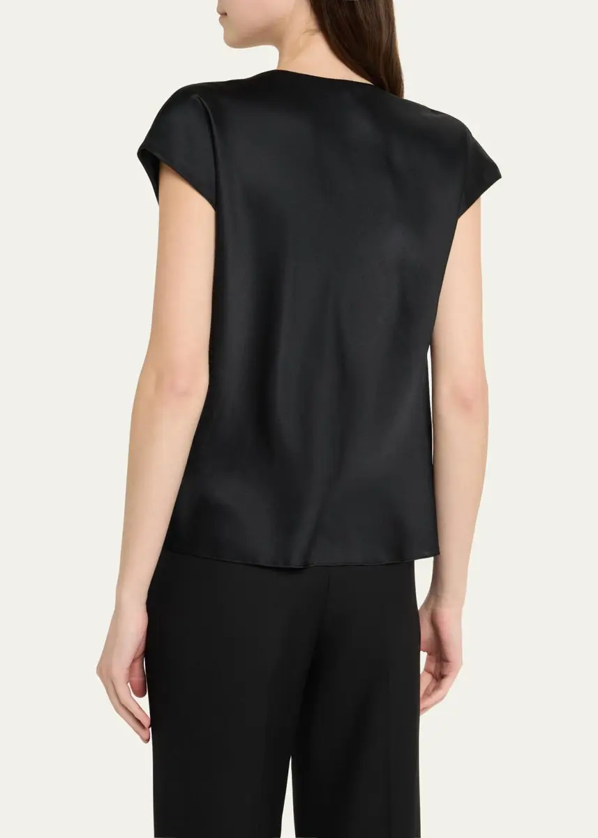Vince Cowl-Neck Cap-Sleeve Satin Blouse | Thumbnail 3 Vince Cowl-Neck Cap-Sleeve Satin Blouse | Thumbnail 3