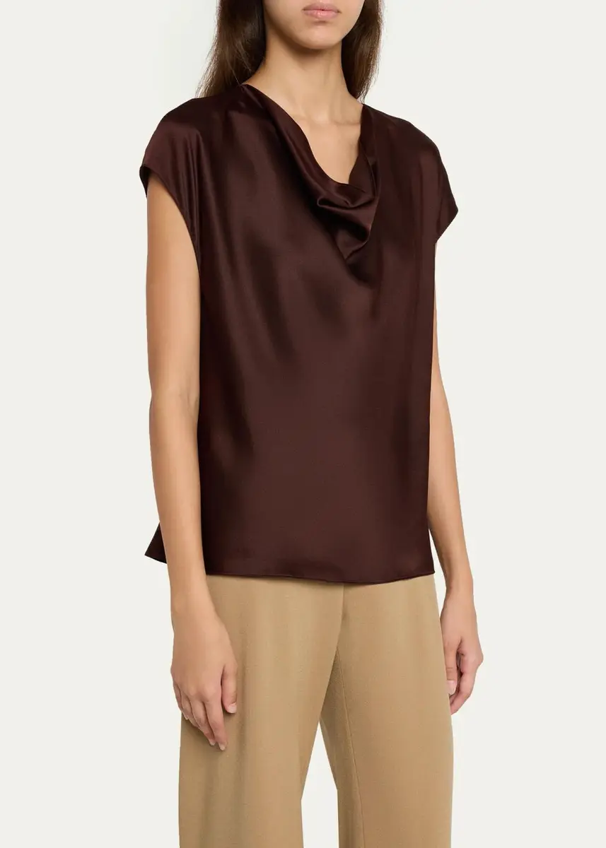 Vince Cowl-Neck Cap-Sleeve Satin Blouse | Thumbnail 8 Vince Cowl-Neck Cap-Sleeve Satin Blouse | Thumbnail 8
