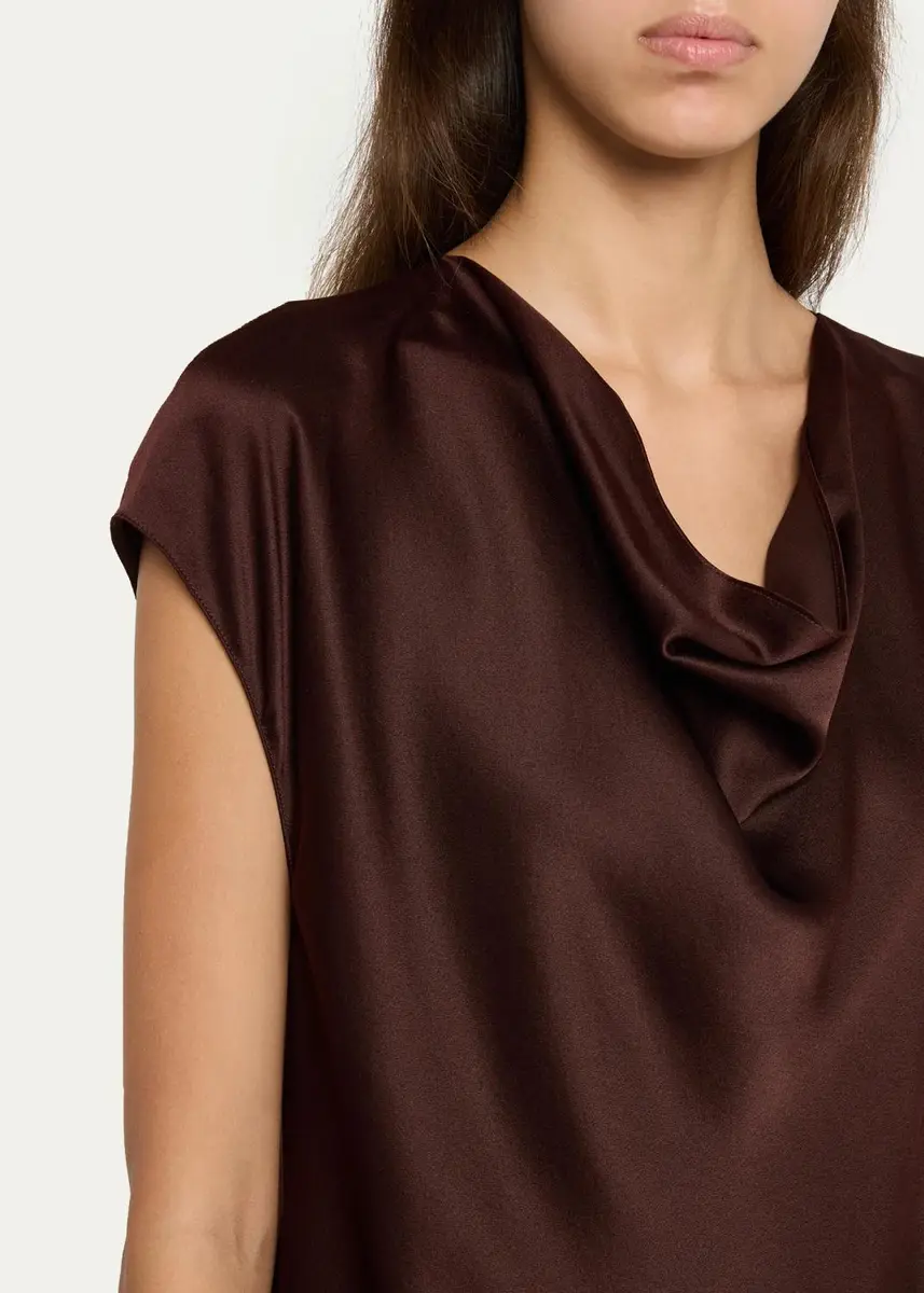 Vince Cowl-Neck Cap-Sleeve Satin Blouse | Thumbnail 9 Vince Cowl-Neck Cap-Sleeve Satin Blouse | Thumbnail 9