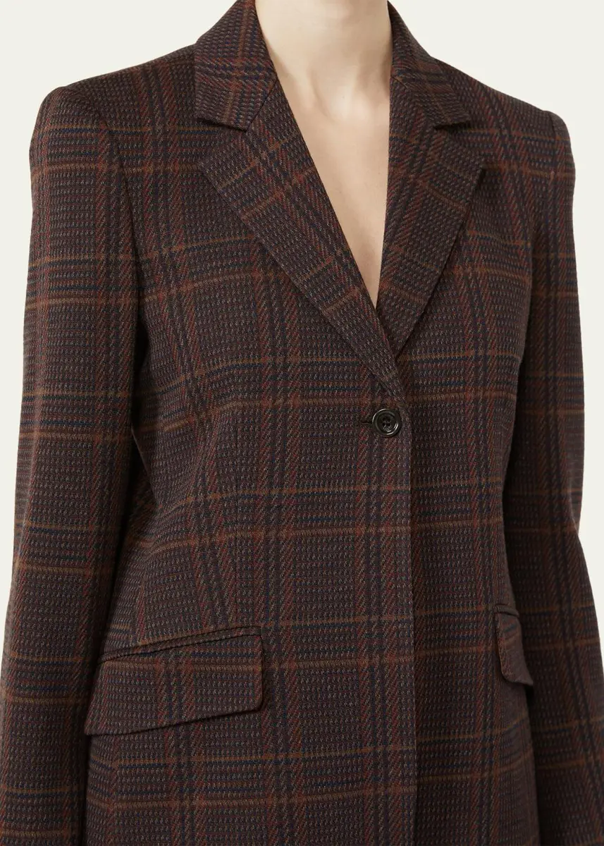 Max Mara Wool-Cotton Check Single-Breasted Jacket | Thumbnail 5 Max Mara Wool-Cotton Check Single-Breasted Jacket | Thumbnail 5