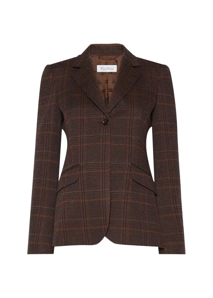 Max Mara Wool-Cotton Check Single-Breasted Jacket | Image 1 Max Mara Wool-Cotton Check Single-Breasted Jacket | Image 1