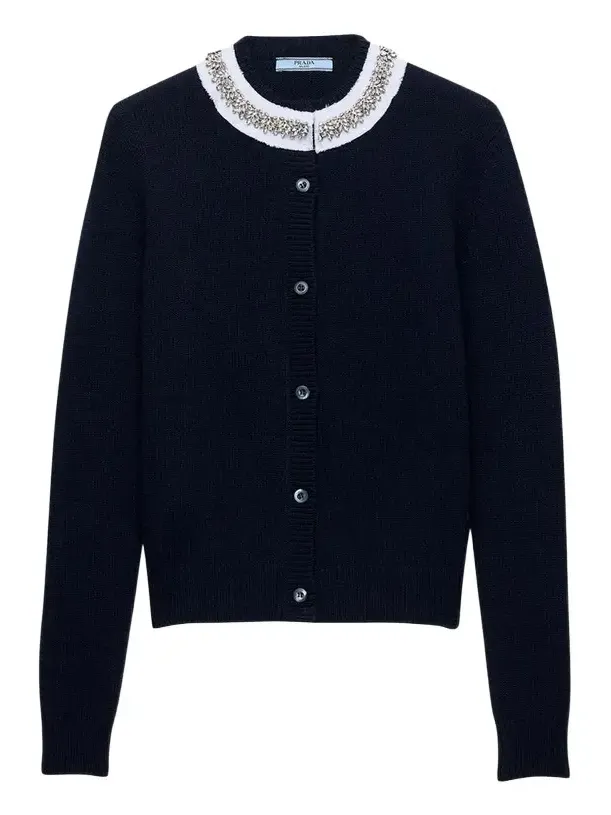 Embellished Cashmere-Wool Cardigan