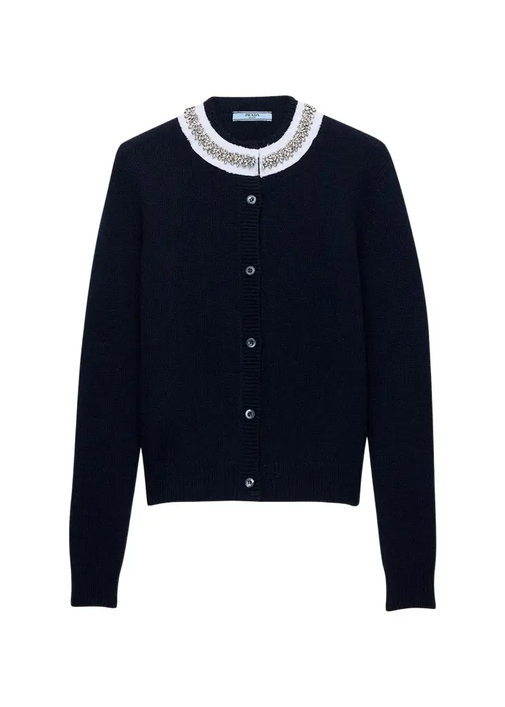 Prada Embellished Cashmere-Wool Cardigan | Image 1 Prada Embellished Cashmere-Wool Cardigan | Image 1