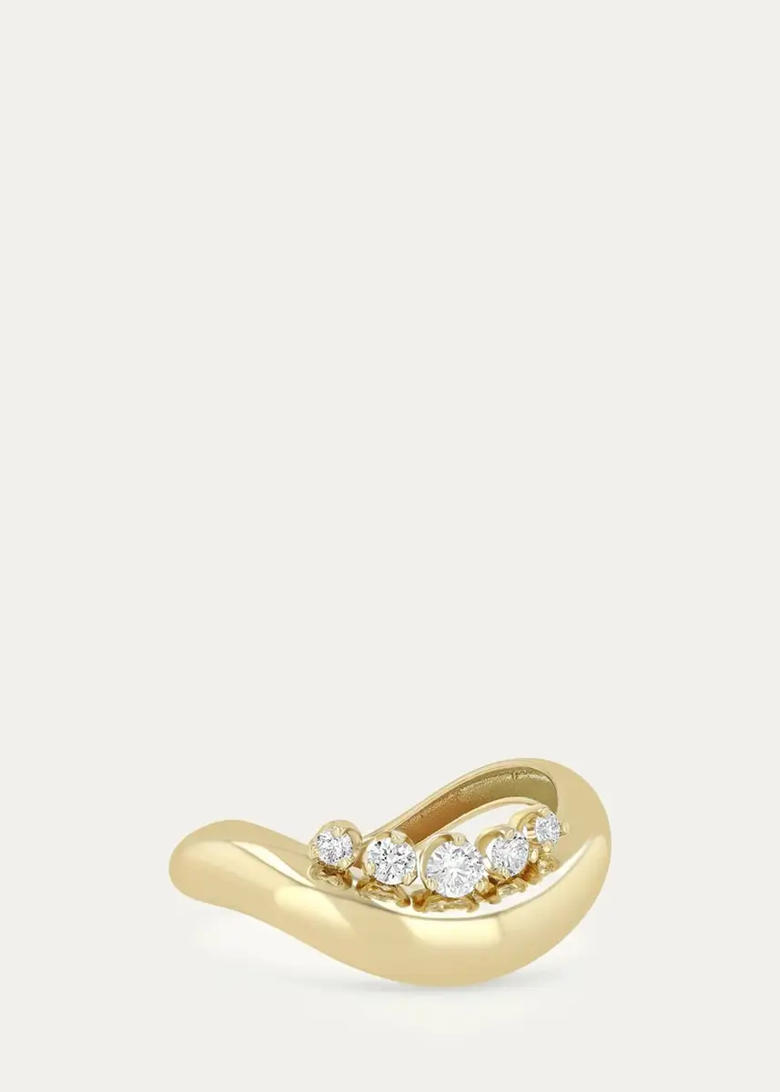 Zoë Chicco 14K Wave Ring with Prong-Set Diamonds | Thumbnail 3 Zoë Chicco 14K Wave Ring with Prong-Set Diamonds | Thumbnail 3