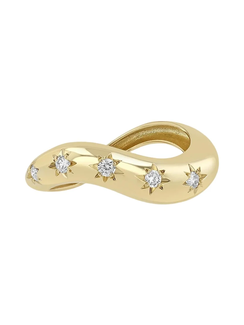 14K Wave Ring with Prong-Set Diamonds 14K Wave Ring with Prong-Set Diamonds
