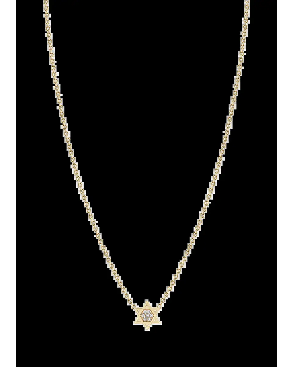 Zoë Chicco 14K Midi Bitty Pave Diamond Star of David Necklace | Thumbnail 2 Zoë Chicco 14K Midi Bitty Pave Diamond Star of David Necklace | Thumbnail 2